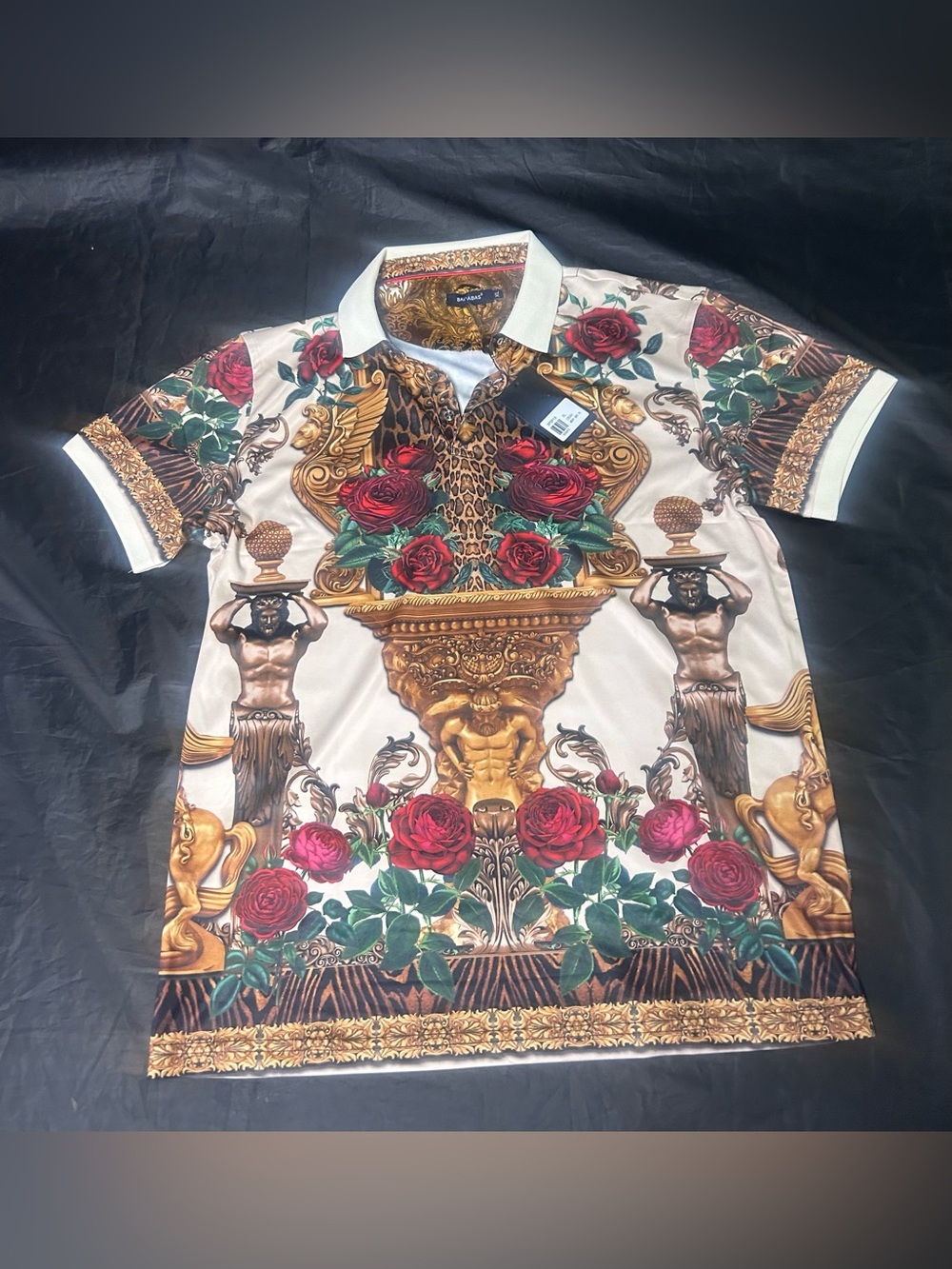 Barabas mens shirt XL Rhinestone short Sleeve  Dress Shirt